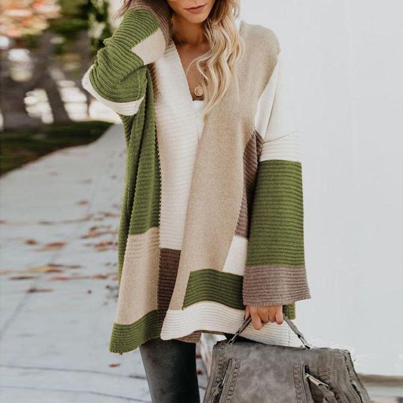 Tri-Tone Loose Long Sleeve Travel Cardigan