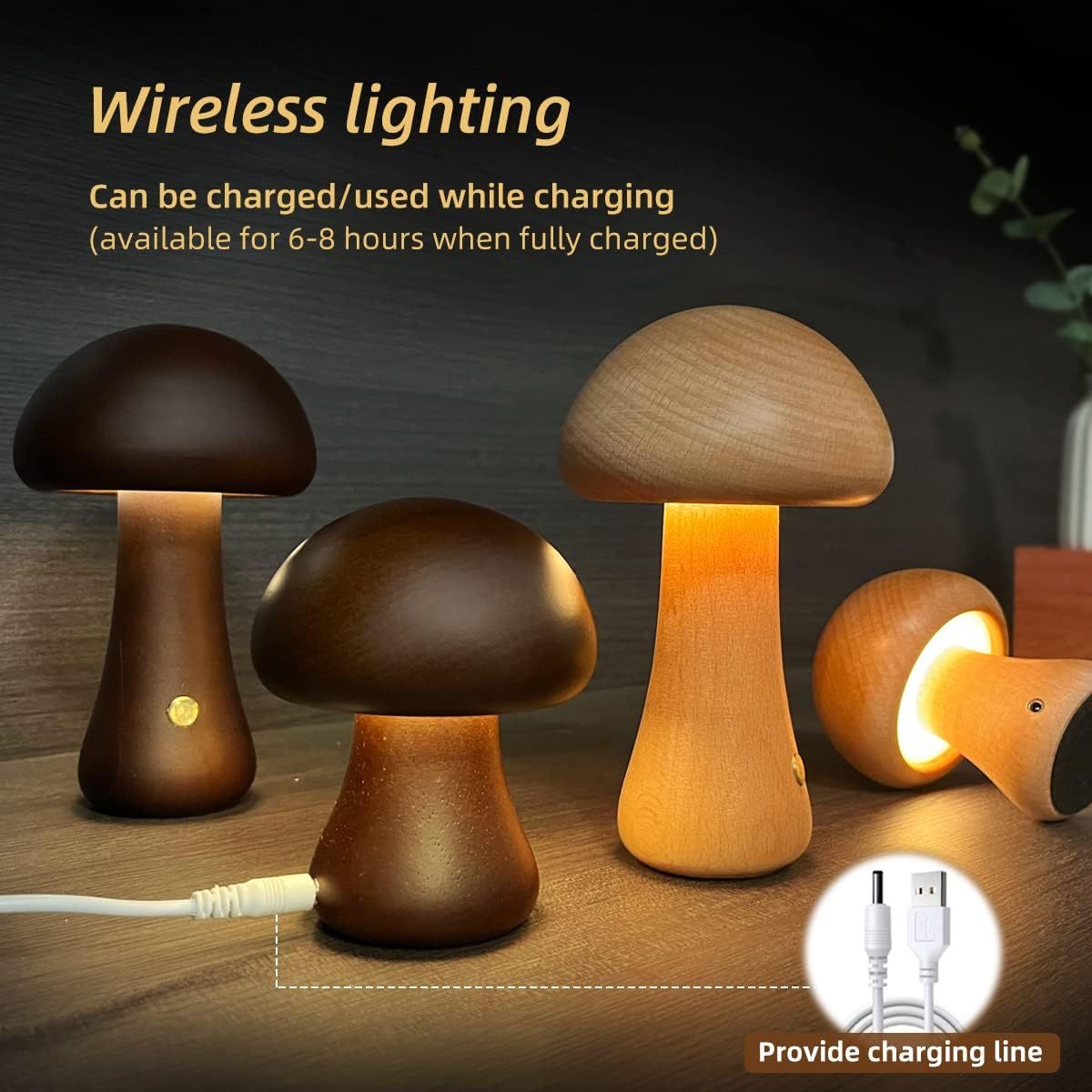 Wooden Mushroom Light