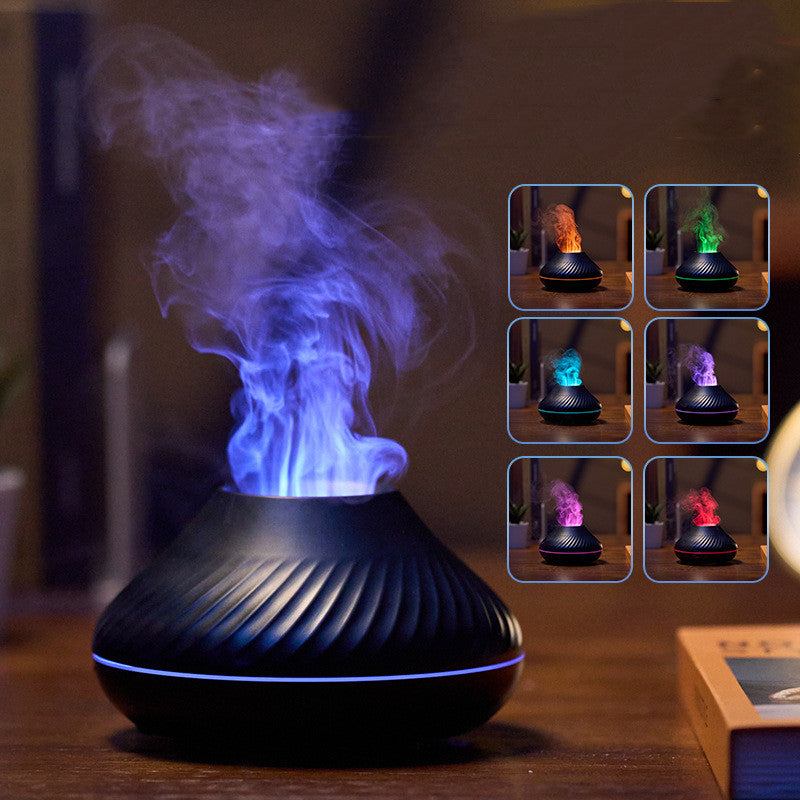 Volcanic Flame Aroma Diffuser Essential Oil Lamp 130ml USB Portable Air Humidifier With Color Night Light Mist Maker Fogger LED Light