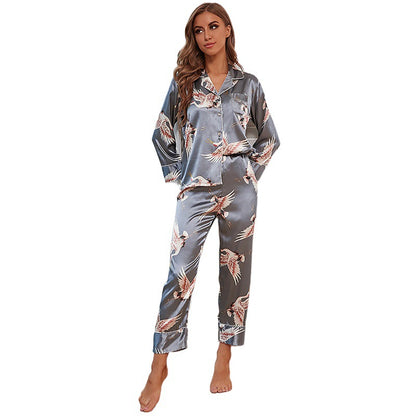 Silk Ice Silk Pajamas Ladies Long Sleeve