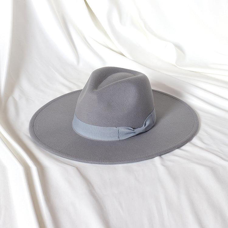 Flat Brim Basic Woolen Fedora