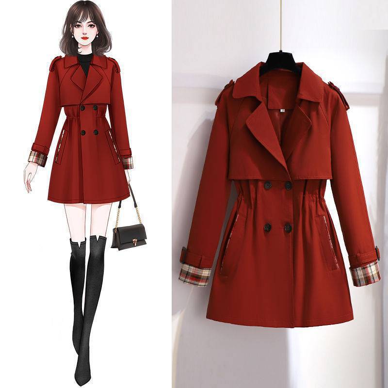 Single Liningcotton Short Trench Coat Korean Style Loose Temperament Overalls