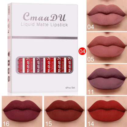 6 Colour Matte Non-stick Waterproof Lipstick