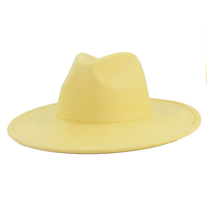 Suede Top Big Brim Flat Edge Hat