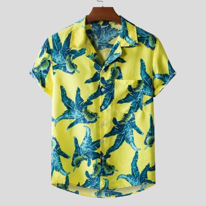 New Summer Men's Short-Sleeved Floral Shirt Beach Style Short-Sleeved Printed Shirt