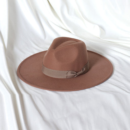 Flat Brim Basic Woolen Fedora