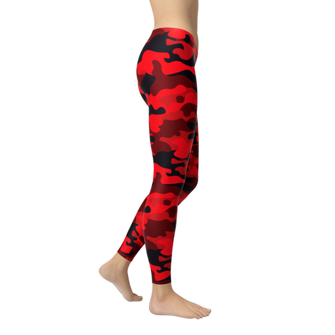 Red Black Military Print Leggings