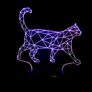 Colorful 3D Cat Light