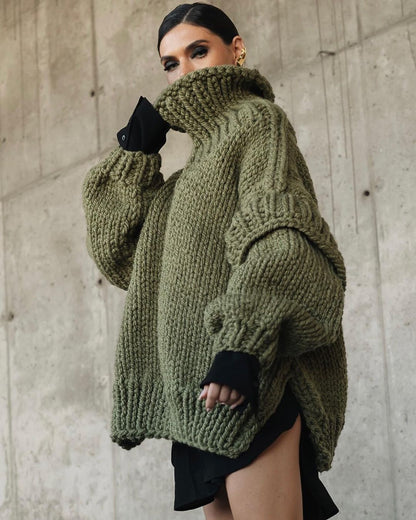 Oversize Double Sleeve Turtleneck Jumper