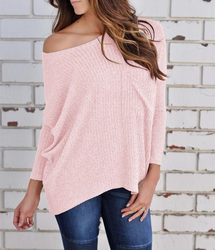 Off the Shoulder Casual Oversized knitwear Sweater