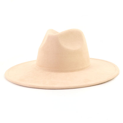 Suede Top Big Brim Flat Edge Hat