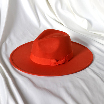 Flat Brim Basic Woolen Fedora