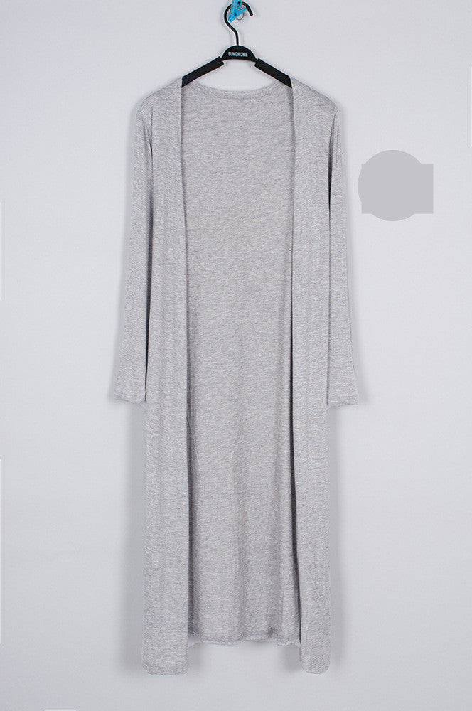 Solid Colour Long Cardigan Modal