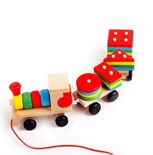 Wooden train toy wooden train; children's toys sorting cube wooden train learning toy