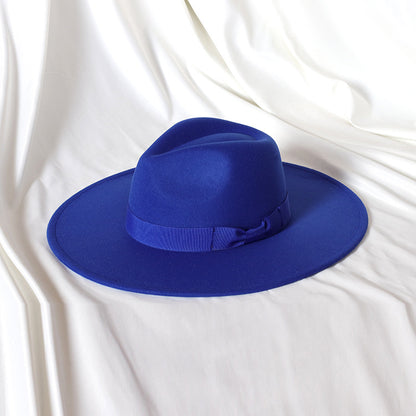 Flat Brim Basic Woolen Fedora