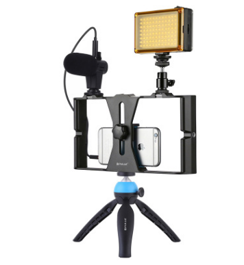 iPhone Compatible Microphone Tripod with LED Light