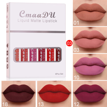 6 Colour Matte Non-stick Waterproof Lipstick