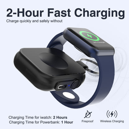 Black Magnetic Wireless Watch Power Bank Charger Two-in-one