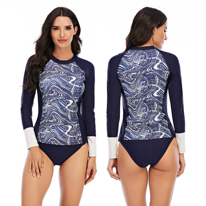 Casual Split Long-sleeved Surfing Suit Sunscreen Female Swimsuit