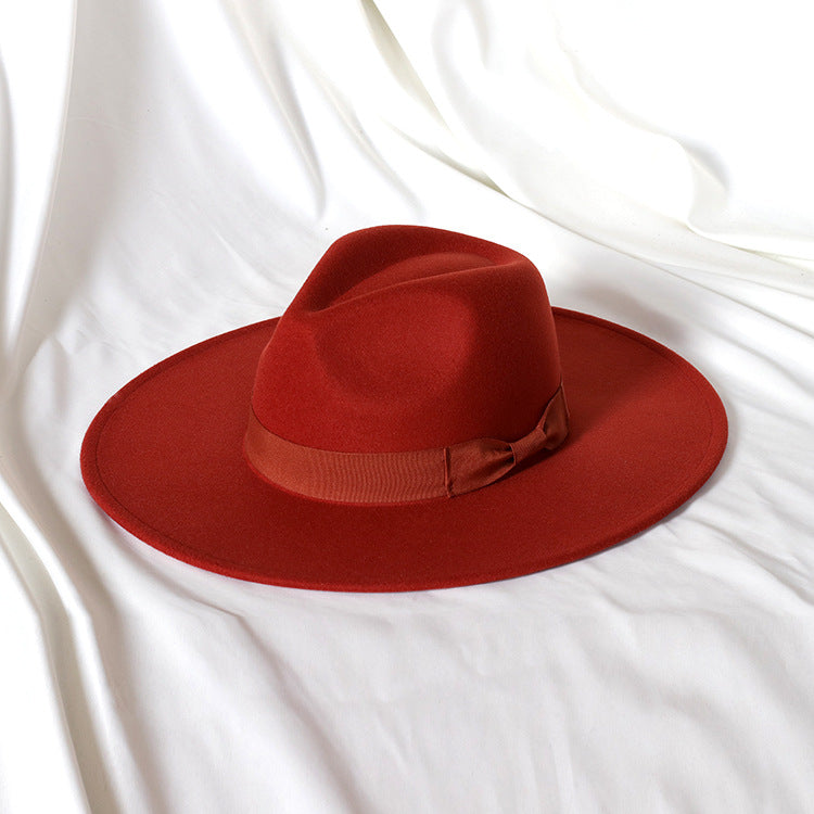 Flat Brim Basic Woolen Fedora