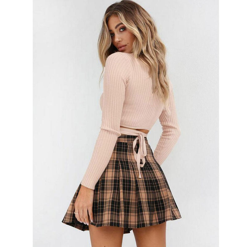 V Neck Knitted Twist Front Long Sleeve Crop