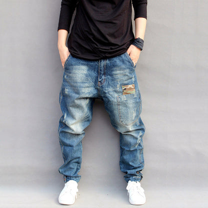 Multi-pocket Casual Loose Washed Denim Jeans