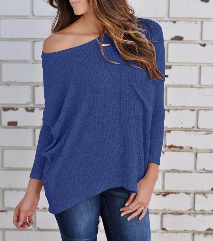 Off the Shoulder Casual Oversized knitwear Sweater