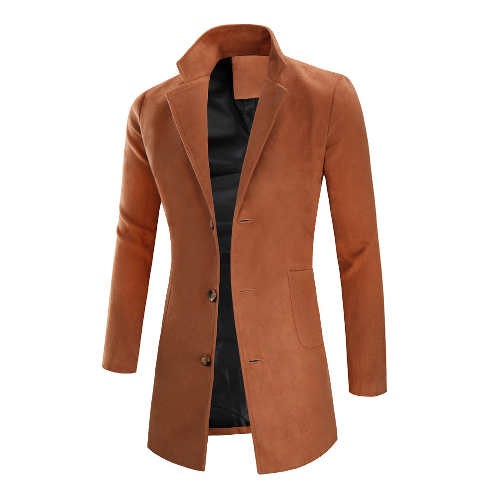 Mid-length Solid Color Trench Coat