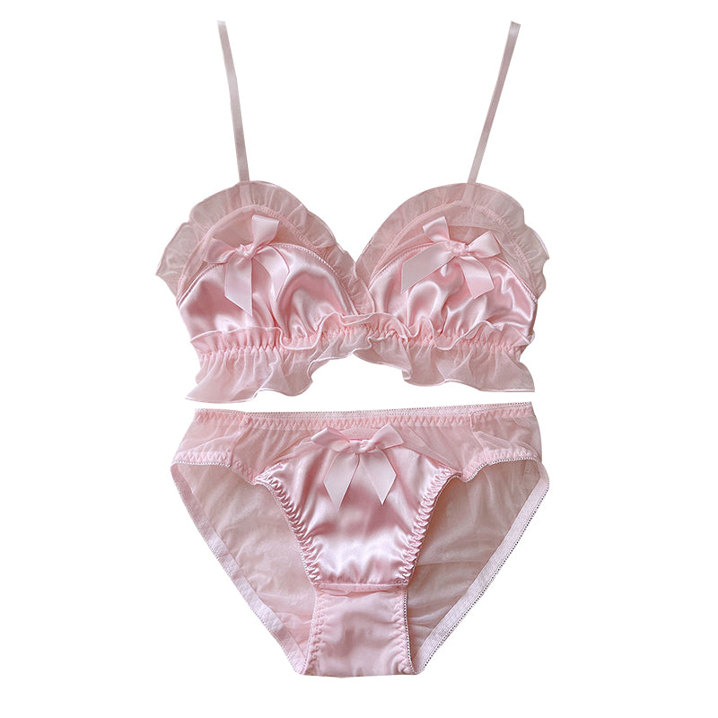 Bow Knot Frill Detail Girl Lace Sheer Underwear