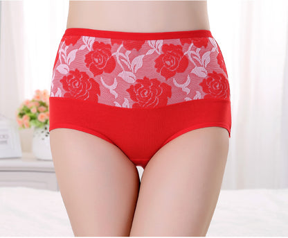 High-waist Cotton Rose Print Briefs