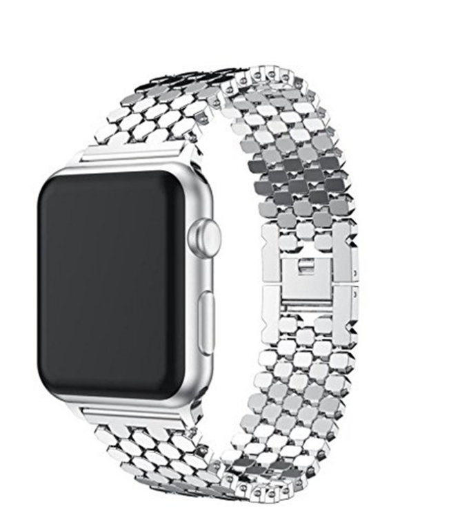 Compatible With Apple, Watch3 Smart Watch Fish Scale Metal Stainless Steel Strap