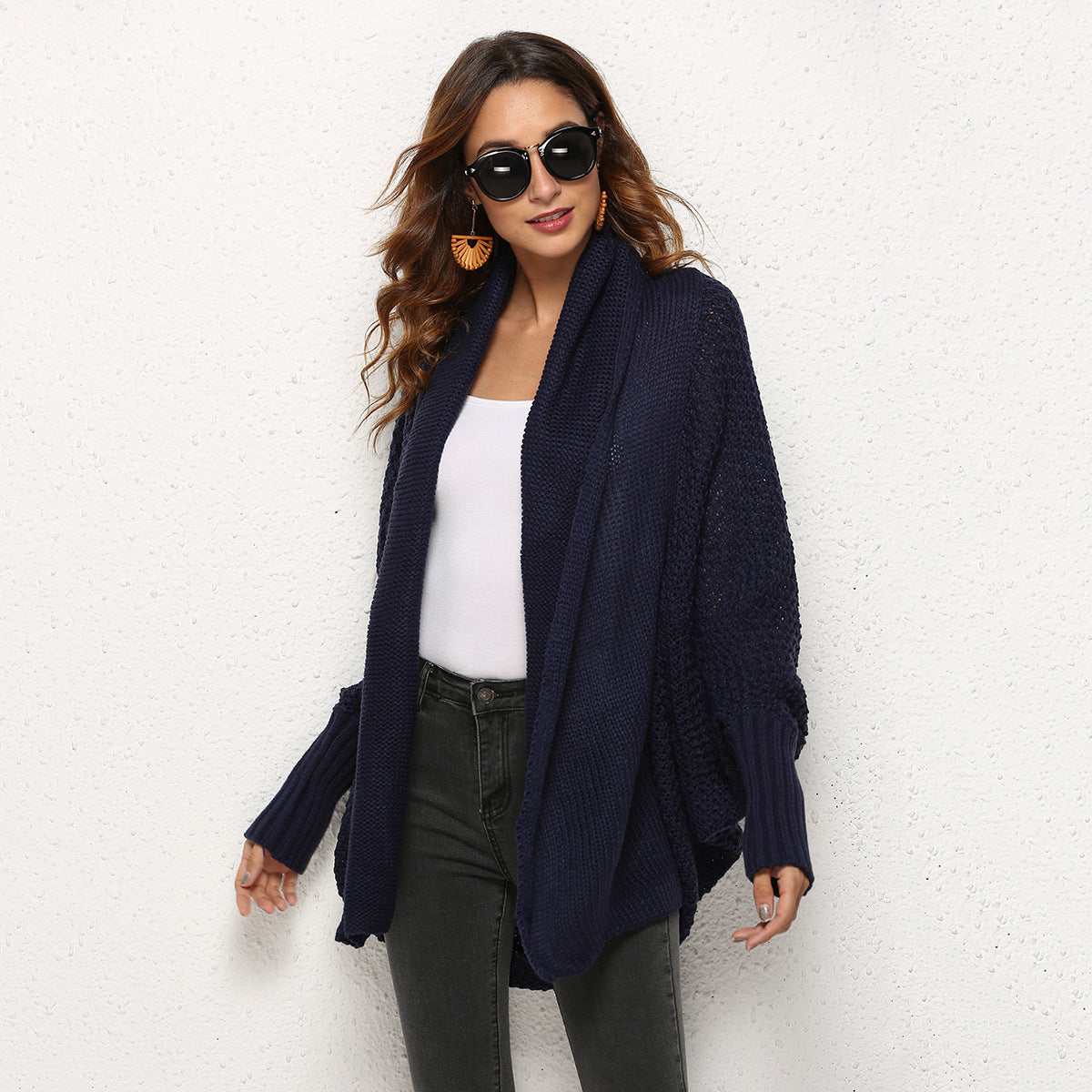 Vibrant Long Sleeve Stitching Detail Mid Length Cardigan