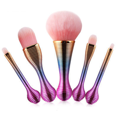 5pcs Rainbow Groove Makeup Brushes