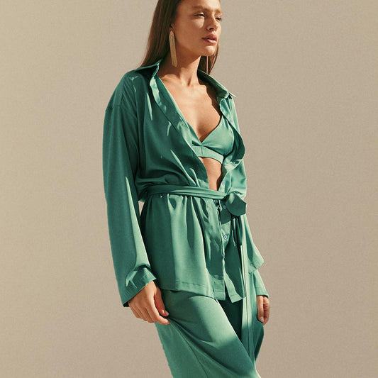 French Fashion Temperament Three-piece Pajamas Silk Jane