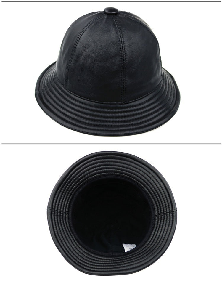 Sheepskin Leather Warm Dome Bucket Hat