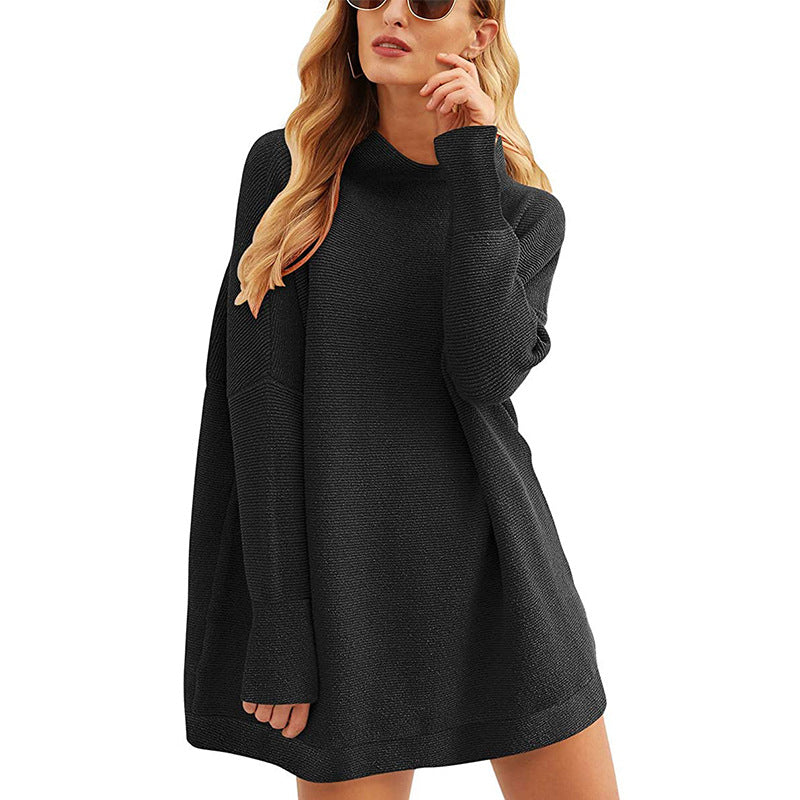 Oversized Long Sleeve Tops Pullovers High Neck Loose Knit Sweater Women