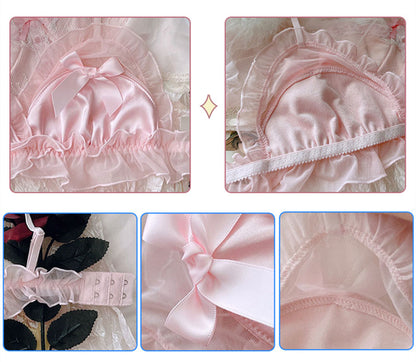 Bow Knot Frill Detail Girl Lace Sheer Underwear