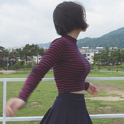 Classic Stripe Slim Short Bustier Crop Top