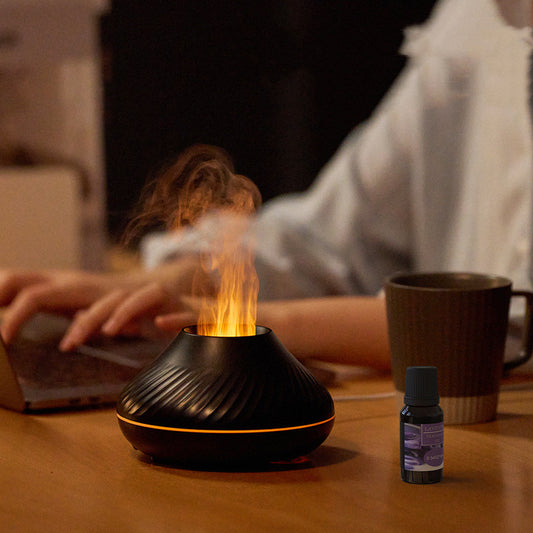 Volcanic Flame Aroma Diffuser Essential Oil Lamp 130ml USB Portable Air Humidifier With Color Night Light Mist Maker Fogger LED Light