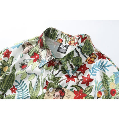 Hawaiian American Floral Shirt Men's Short Sleeve Trend