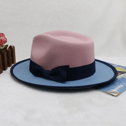 Dual-color Patchwork Felt Fedora