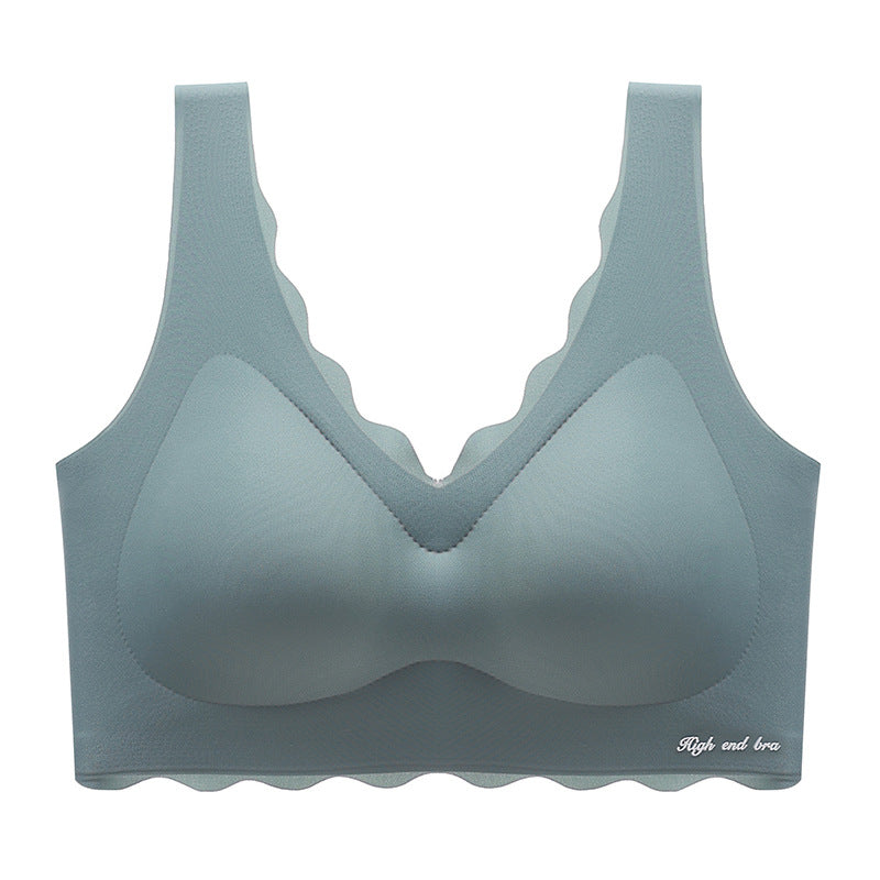 Pastel Tone Seamless Scalloped Edge Bra