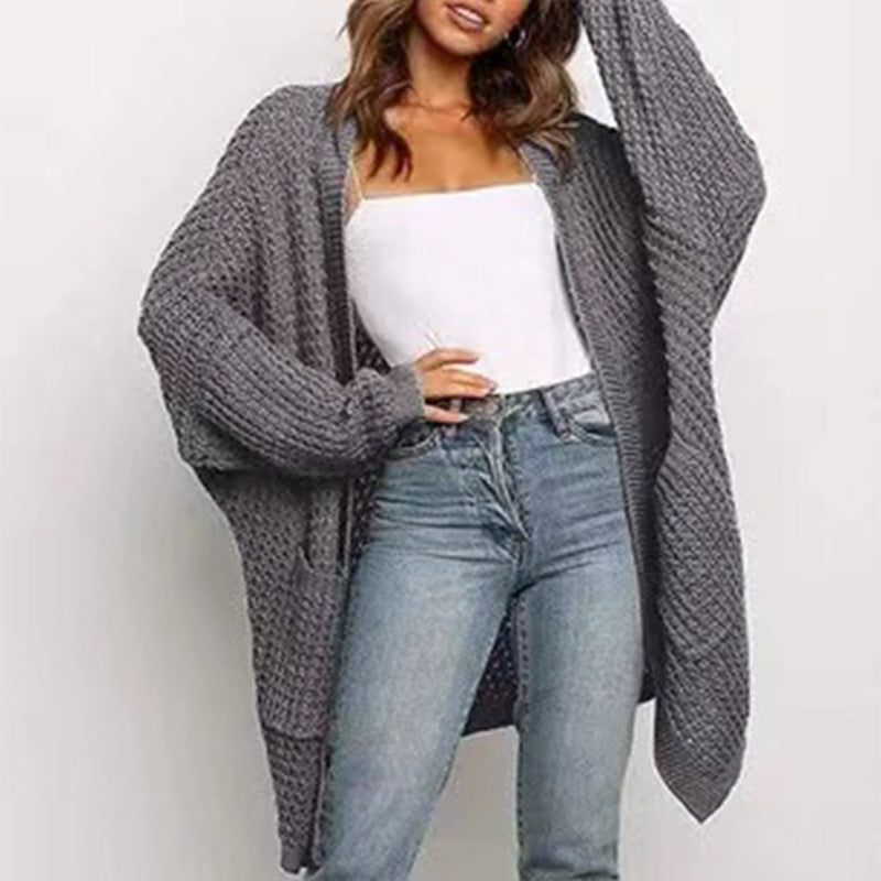 Pastel Tone Long Sleeve Loose Knit Cardigan