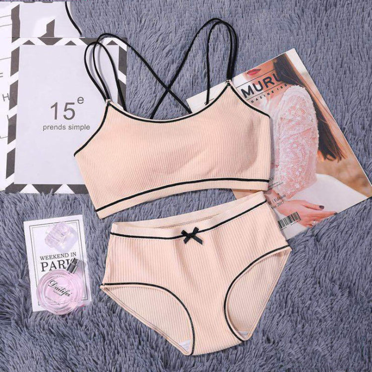 Double Shoulder Strap Solid Underwear Set