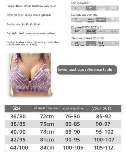 Wireless Clamshell Striped Thin Bra