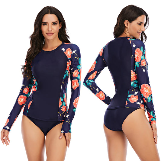 Casual Split Long-sleeved Surfing Suit Sunscreen Female Swimsuit