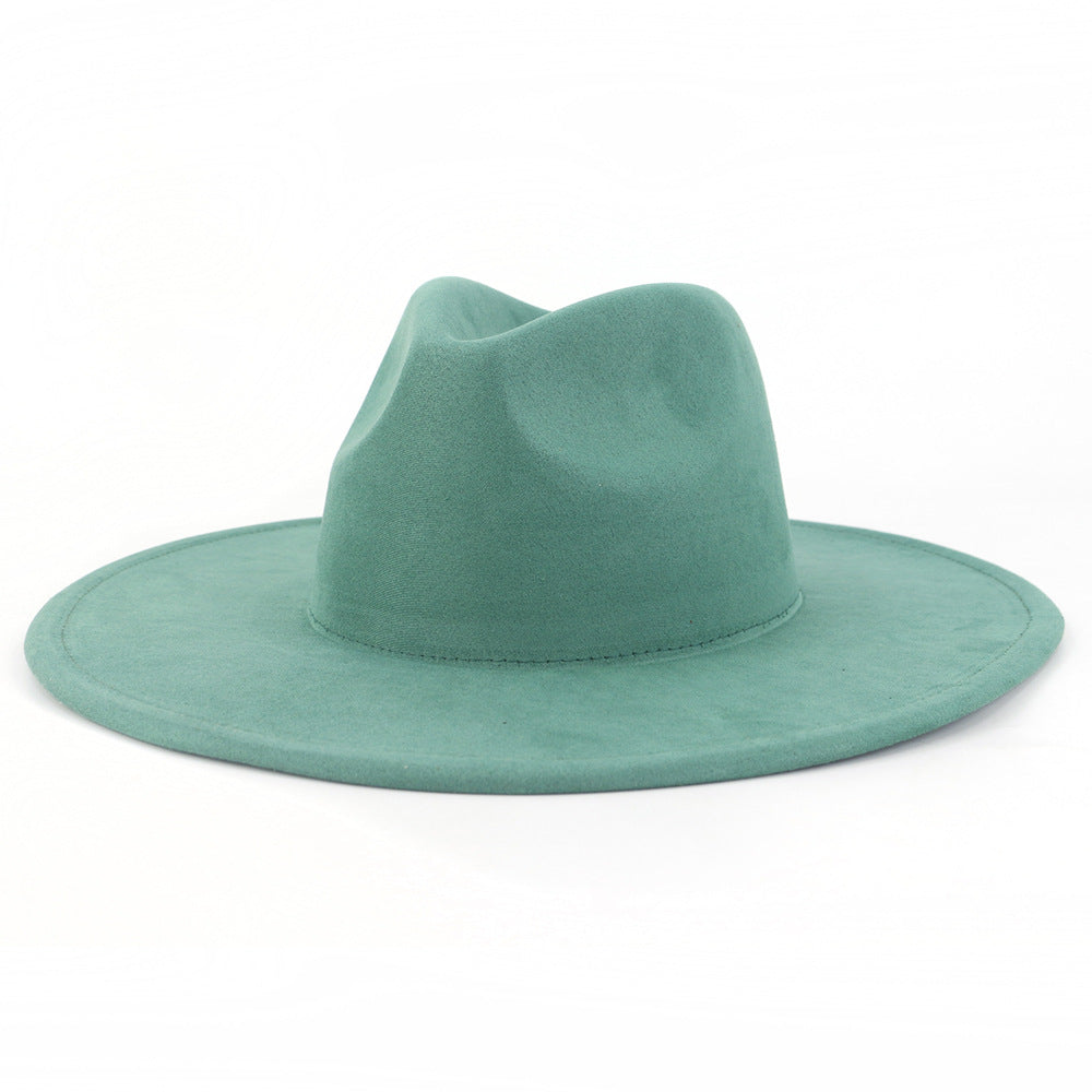 Suede Top Big Brim Flat Edge Hat