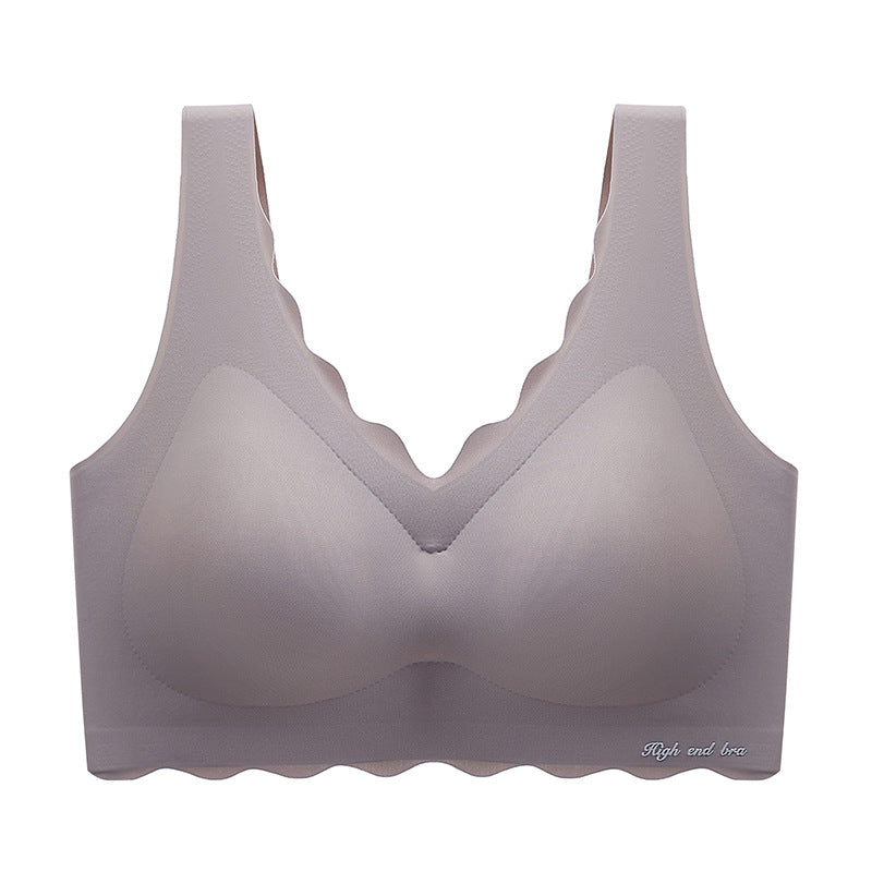 Pastel Tone Seamless Scalloped Edge Bra