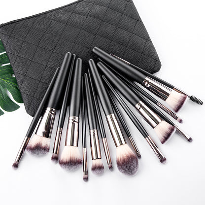 15 Full Set Matte Black Makeup Tools