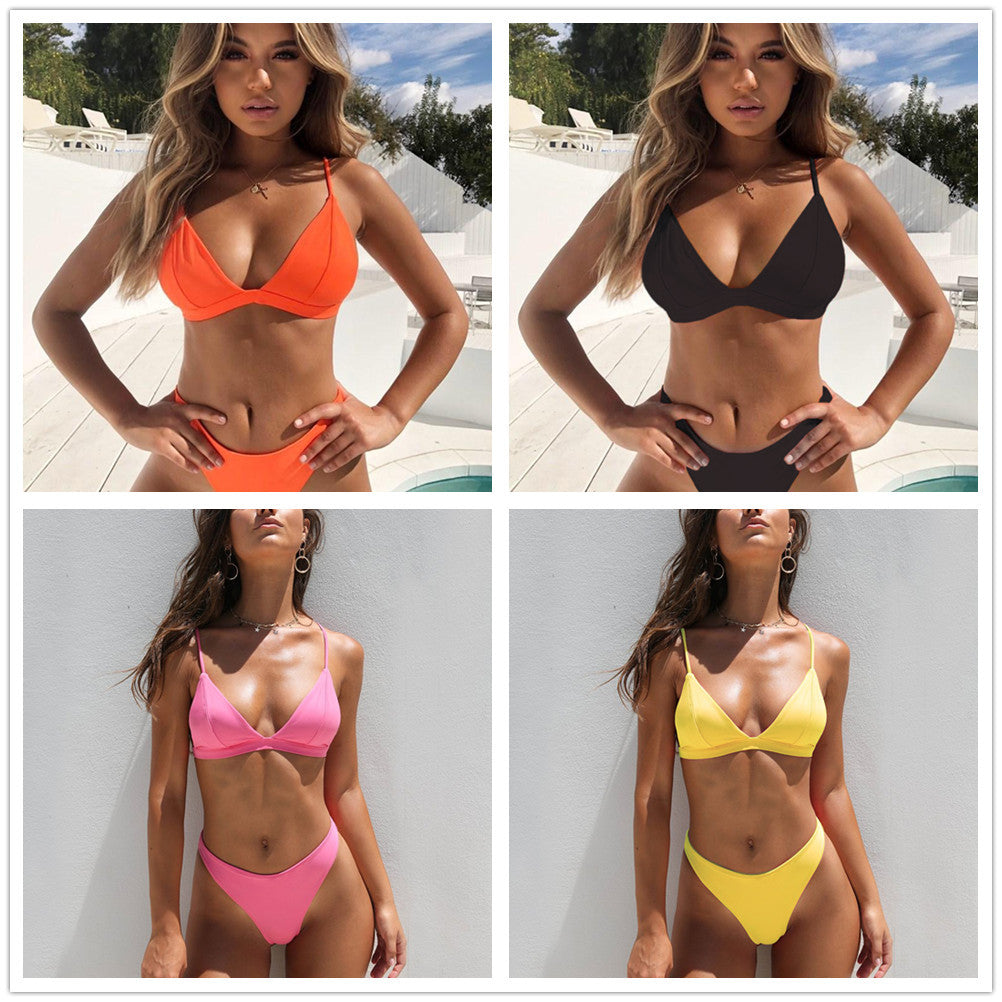 High Waist Strappy V Cut Beach Bikini